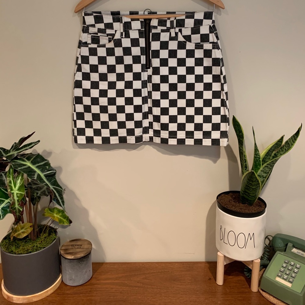 Checkered Urban Outfitter Jean Skirt